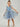Floral Embroidered Tulle Girl Dress in Dusty Blue Knee