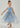 Floral Embroidered Tulle Strap Girl Dress in Dusty Blue