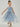 Floral Embroidered Tulle Girl Dress in Dusty Blue