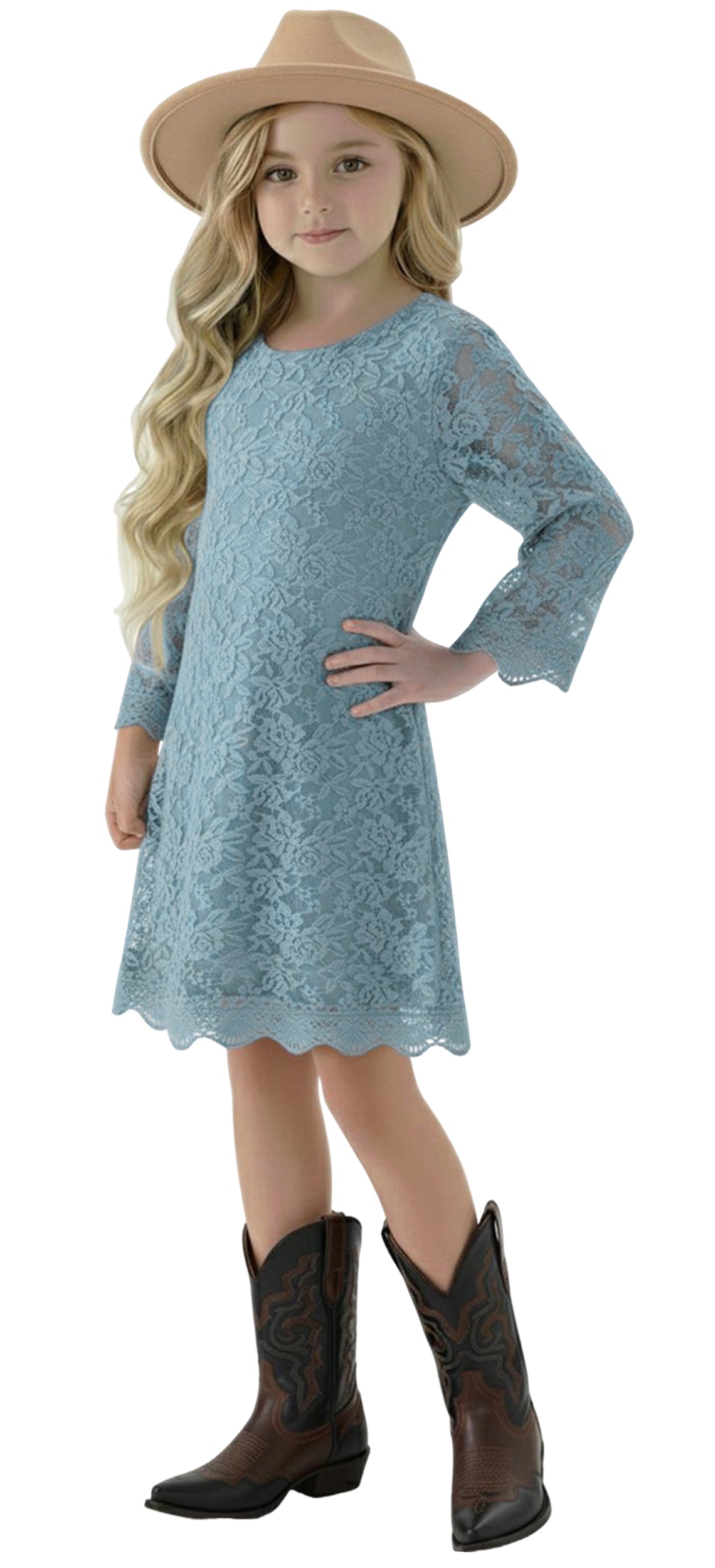 2Bunnies Girls' Boho Rustic Garden Lace Flower Girl Dress