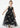 Floral Embroidered Tulle Strap Girl Dress in Black