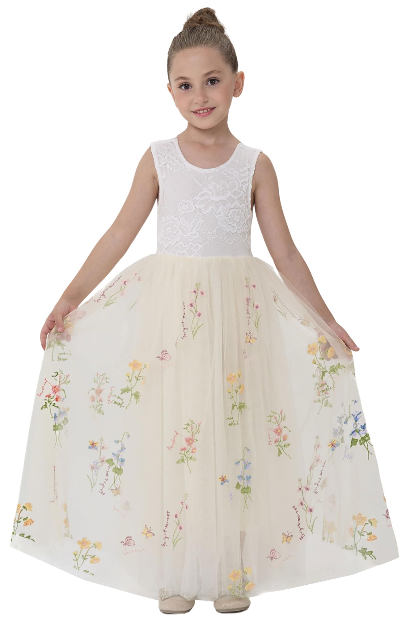 2Bunnies Floral Embroidered Tulle Girl & Flower Girl Dresses 2BUNNIES 2Bunnies Floral Embroidered Tulle Girl & Flower Girl Dresses 2BUNNIES