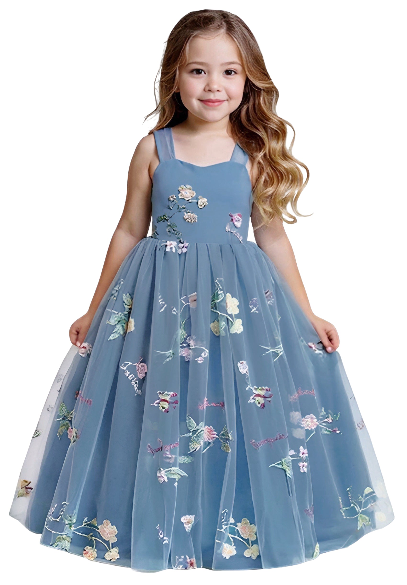 2Bunnies Floral Embroidered Tulle Girl & Flower Girl Dresses 2BUNNIES 2Bunnies Floral Embroidered Tulle Girl & Flower Girl Dresses 2BUNNIES