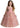 Girls' Floral Embroidered Tulle Strap Sleeveless Maxi Dress in Dusty Pink