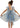Girls' Floral Embroidered Tulle Strap Knee Dress in Dusty Blue