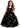 Girls' Floral Embroidered Tulle Strap Sleeveless Maxi Dress in Black