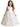 Girls' Floral Embroidered Tulle Strap Sleeveless Maxi Dress in White