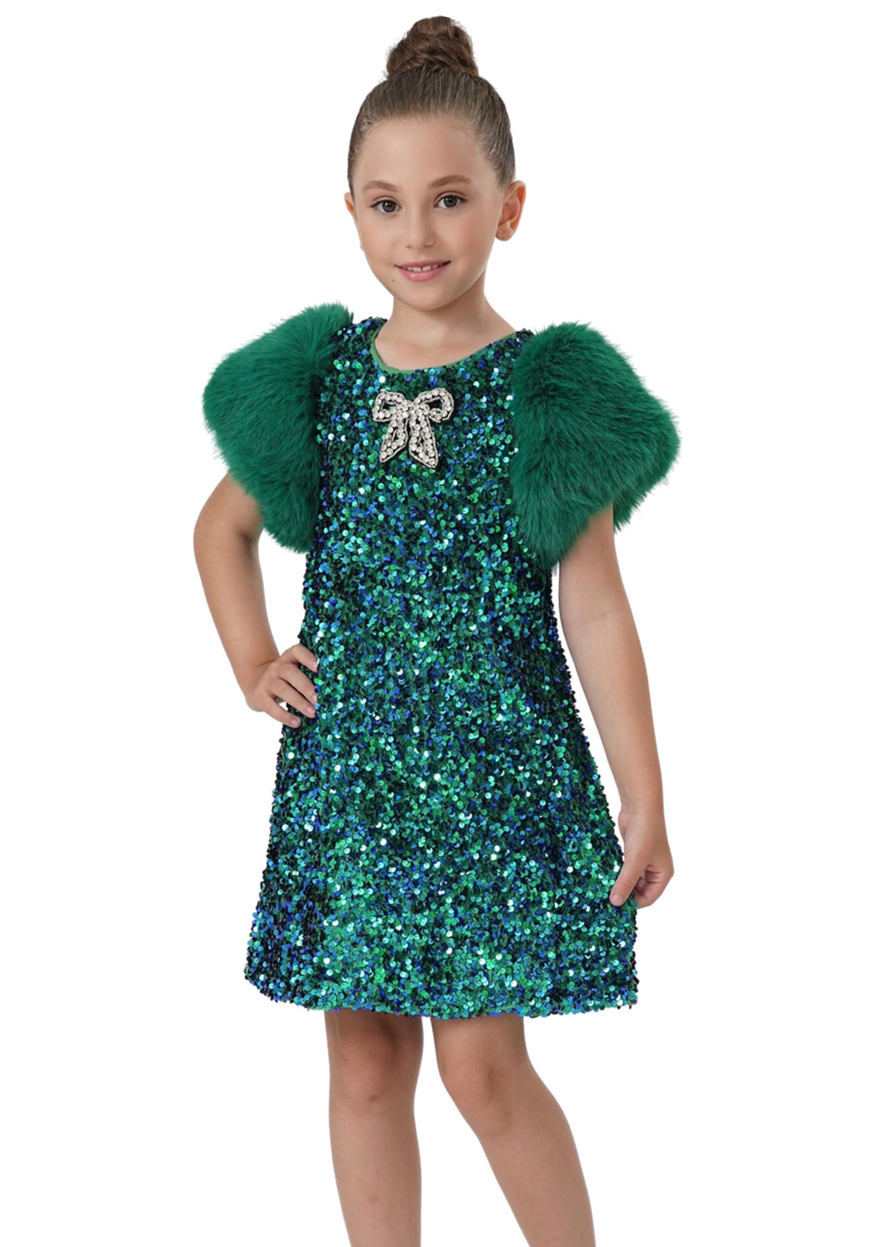 2Bunnies Girls' Christmas New Year Holiday Party Sequin Dress