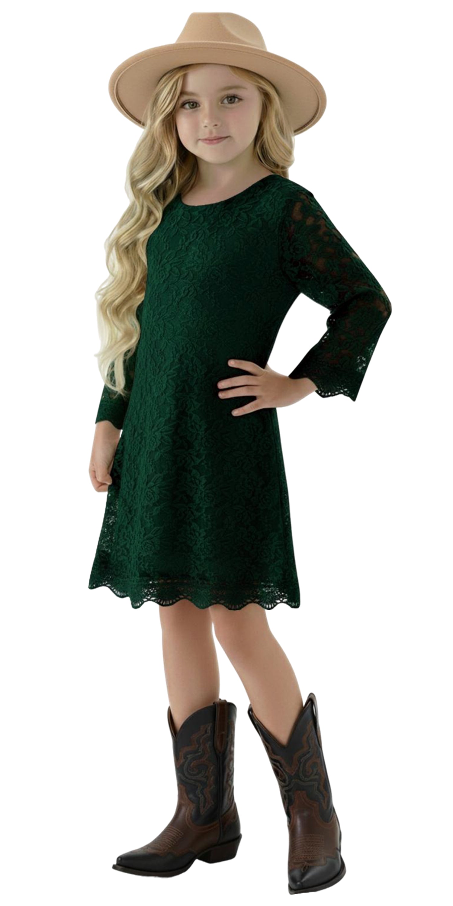 2Bunnies Girls' Boho Rustic Garden Lace Flower Girl Dress