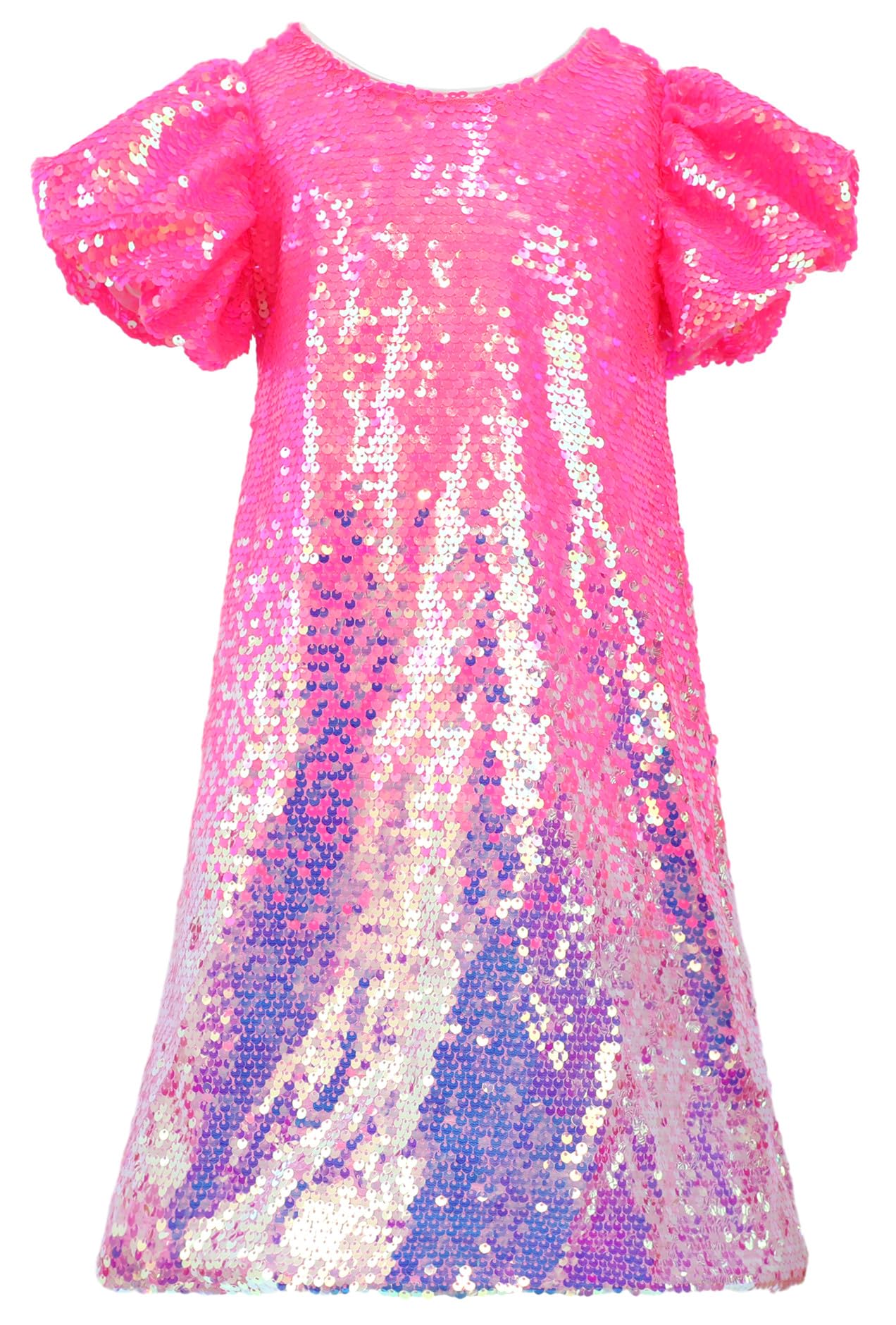 2Bunnies Girls' Candy Shimmer Sequin Puff Sleeve Dress