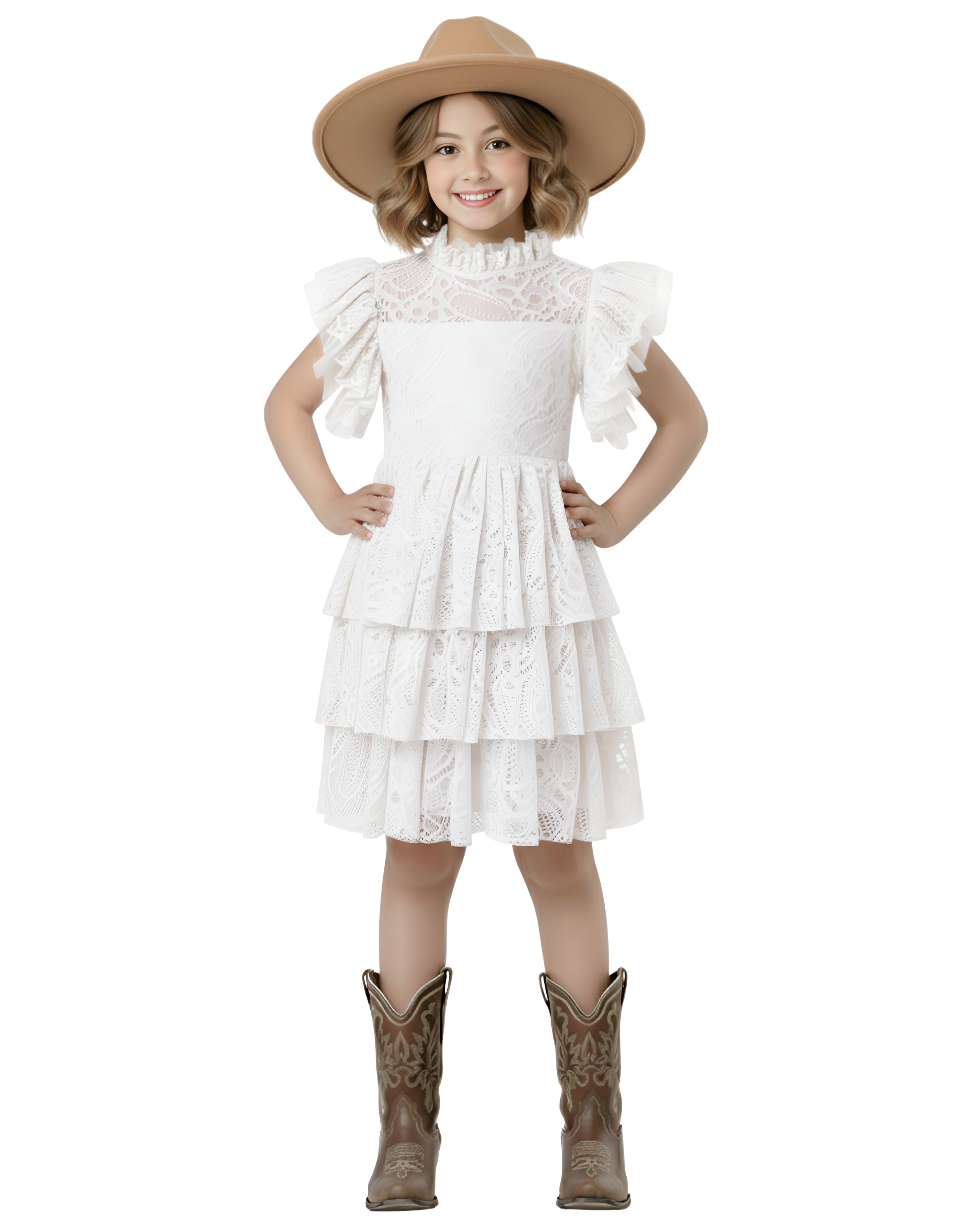 2Bunnies Girl Baby Girl Iris Floral All Lace Boho Flower Girl Dress