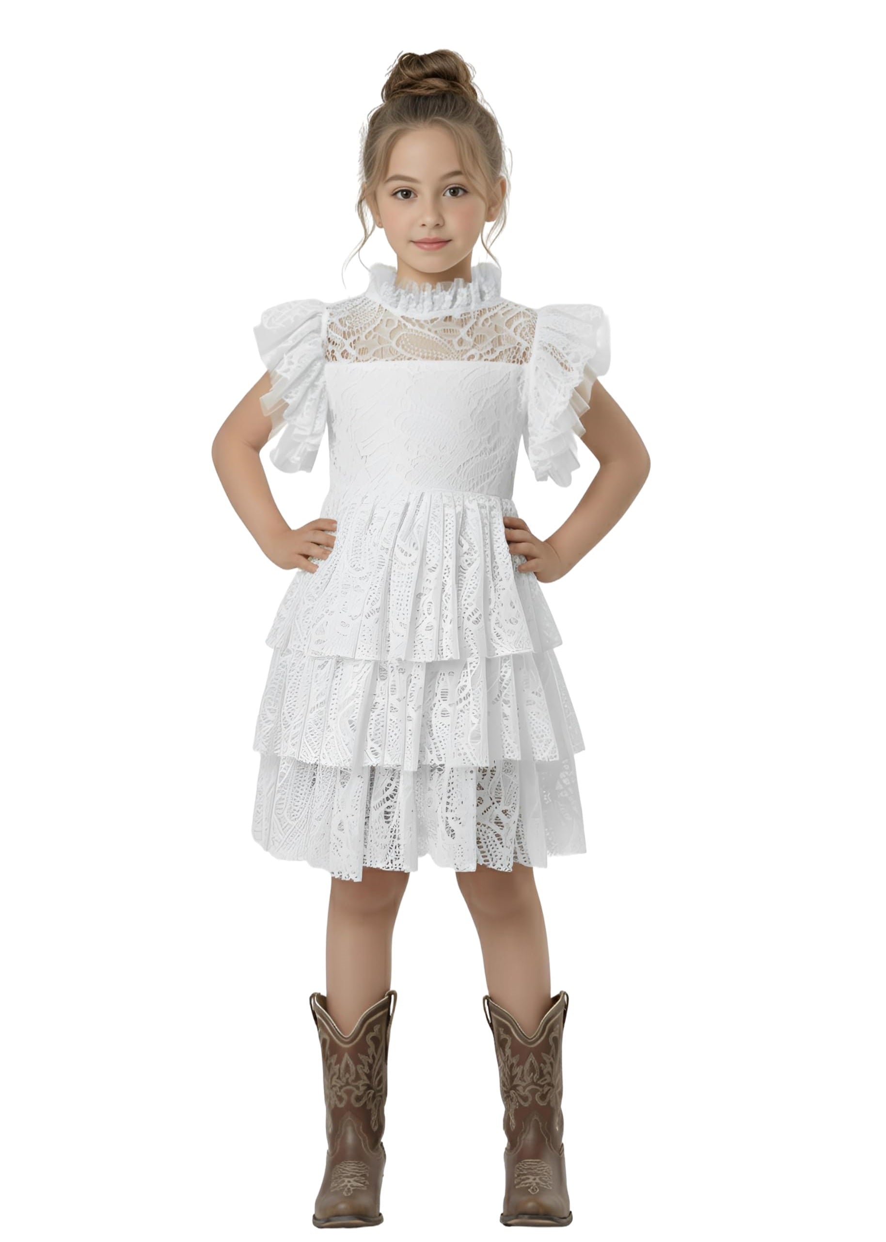 2Bunnies Girl Iris Floral All Lace Boho Flower Girl Dress
