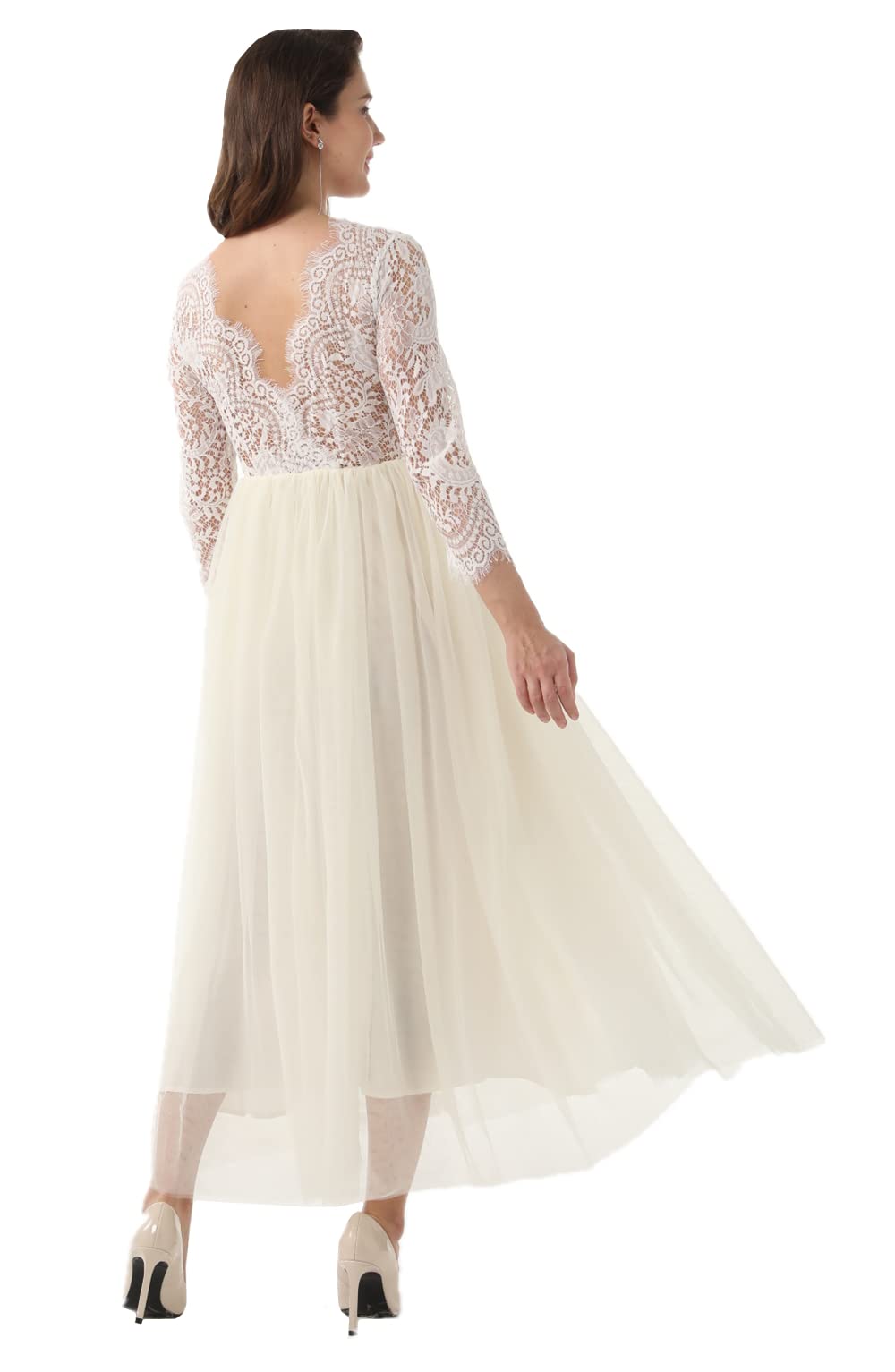 Peony Lace Dress for Women in Ivory