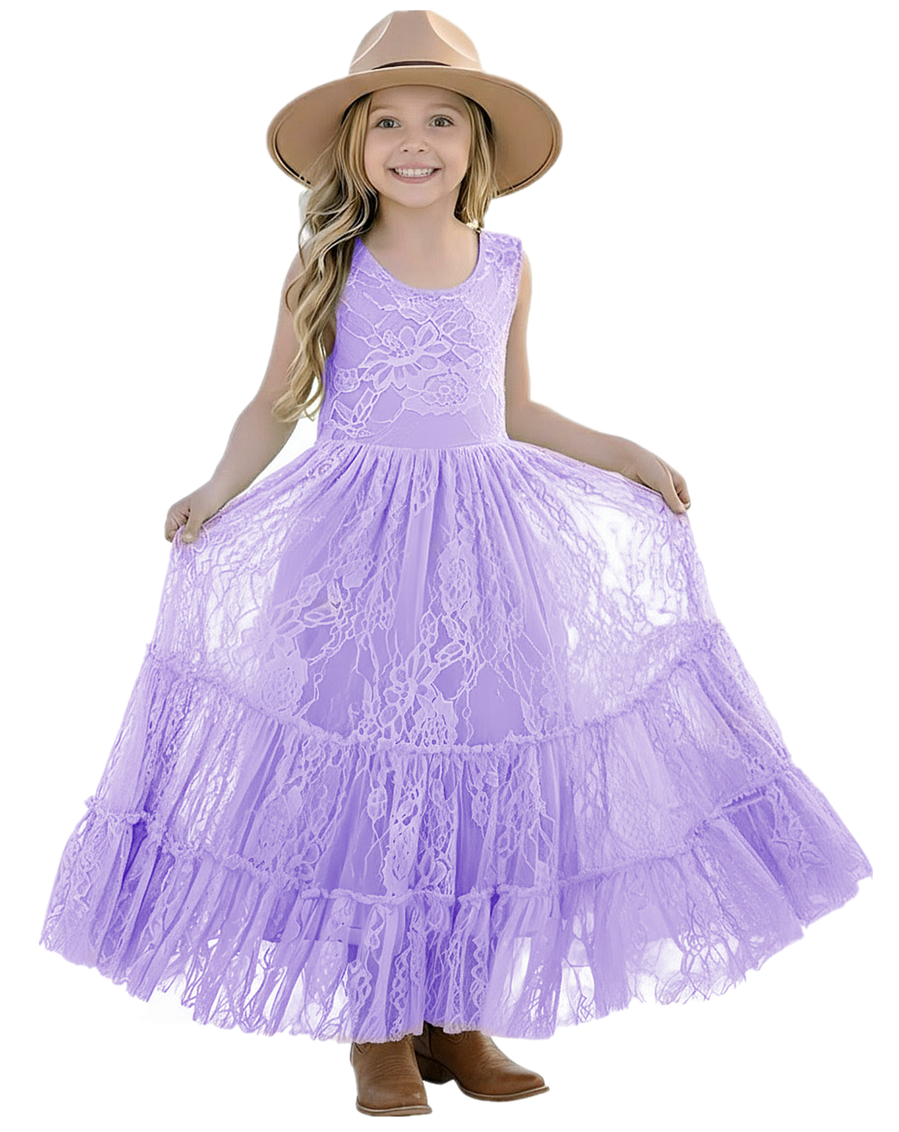 2Bunnies Rose All-Lace Zip Back Boho Garden Rustic Flower Girl Dress