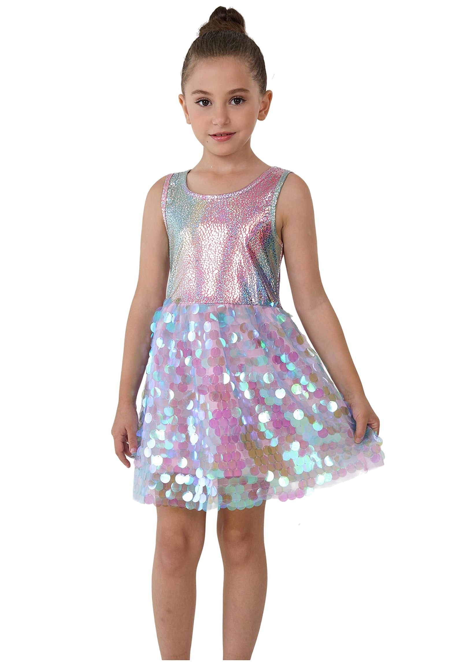 2Bunnies Girls Metallic Mermaid Ombre Pastel Sequin Dress