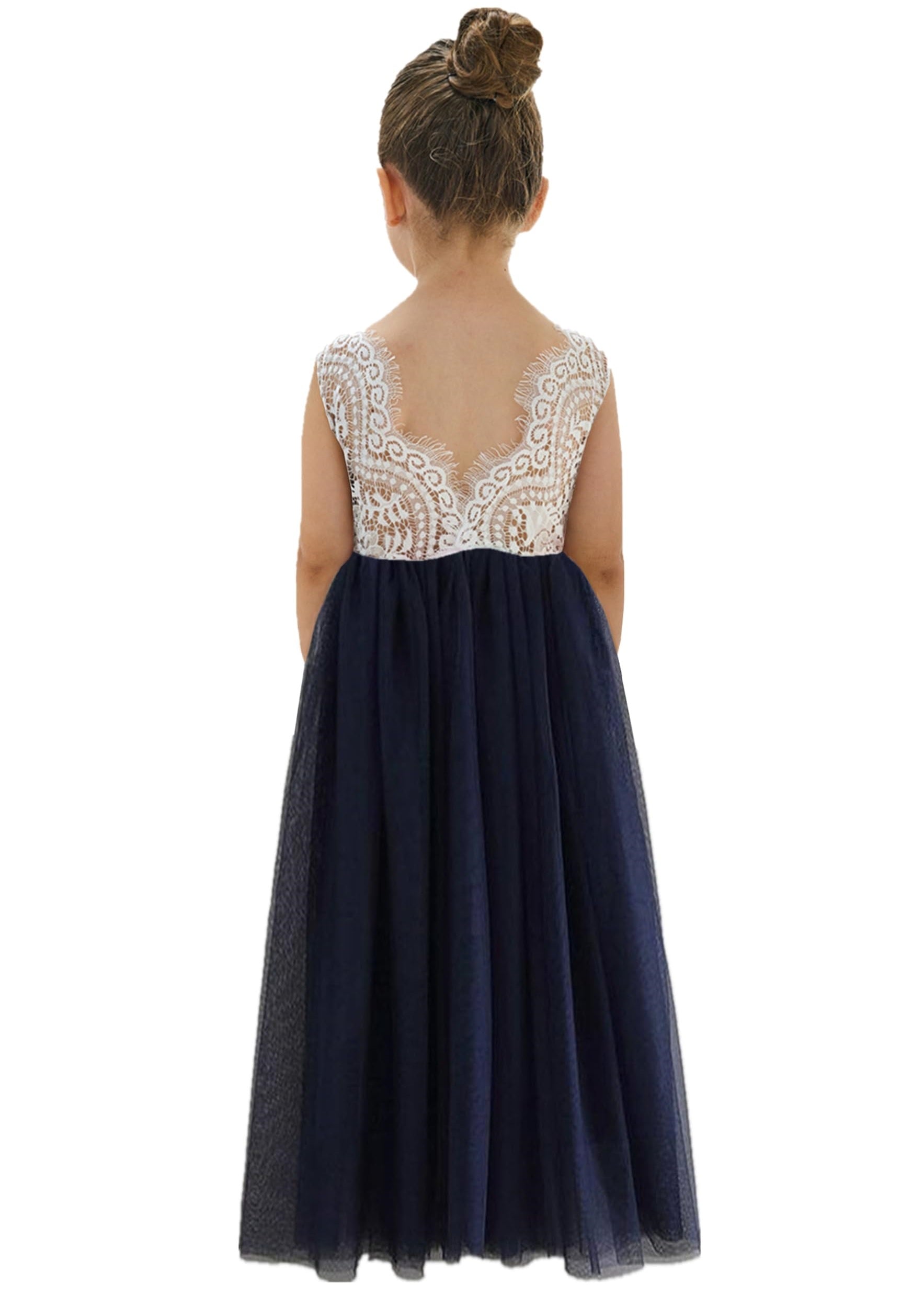 navy lace sleeveless dress Peony Flower Girl in Maxi 4T SIZE:US 4  / EU 34 / UK 6 expertly accommodating your natural nonPD Faviana 11206 Long Formal