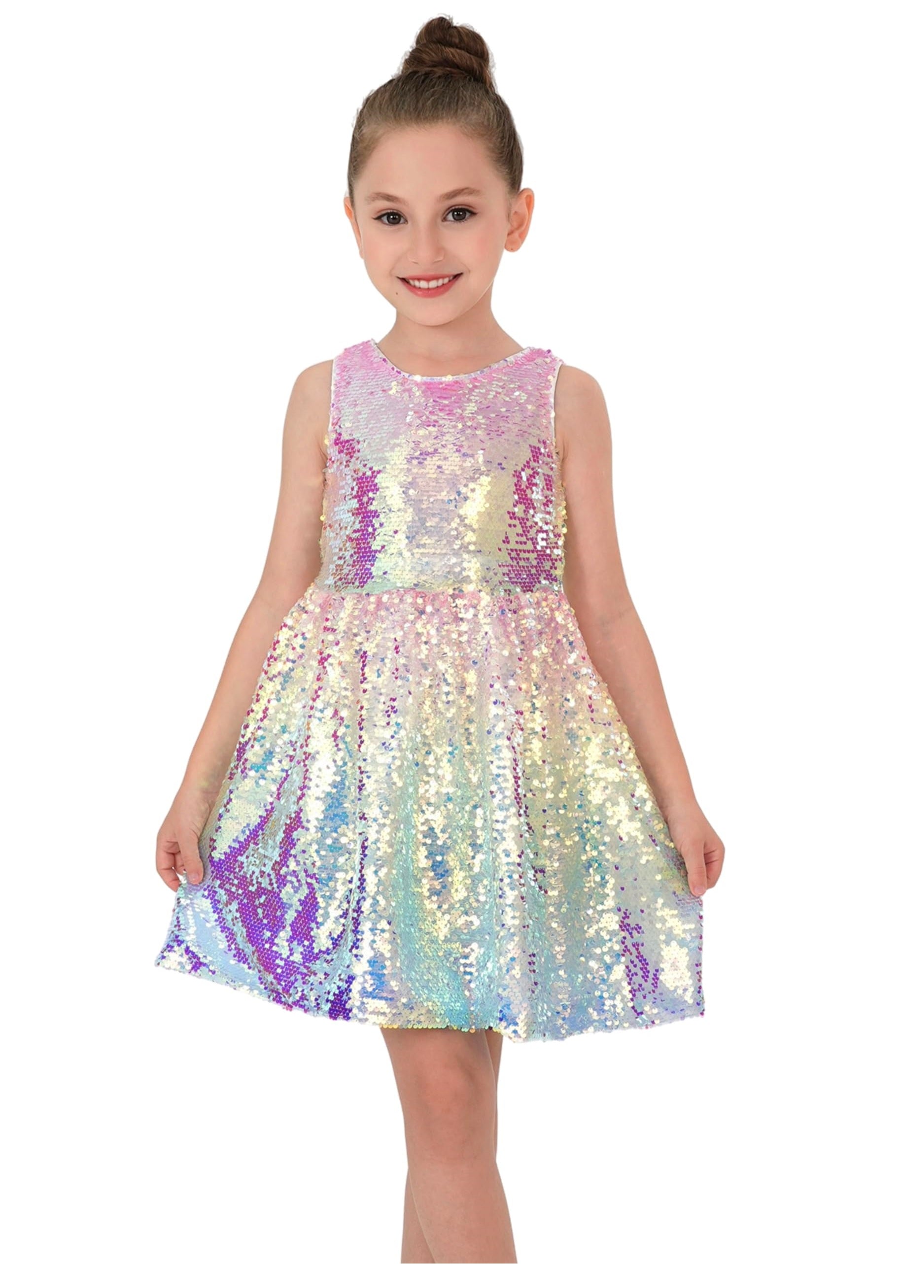 2Bunnies Girls' Ombre Sequin Sleeveless Dress