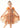 Floral Embroidered Tulle Strap Girl Dress in Orange Knee