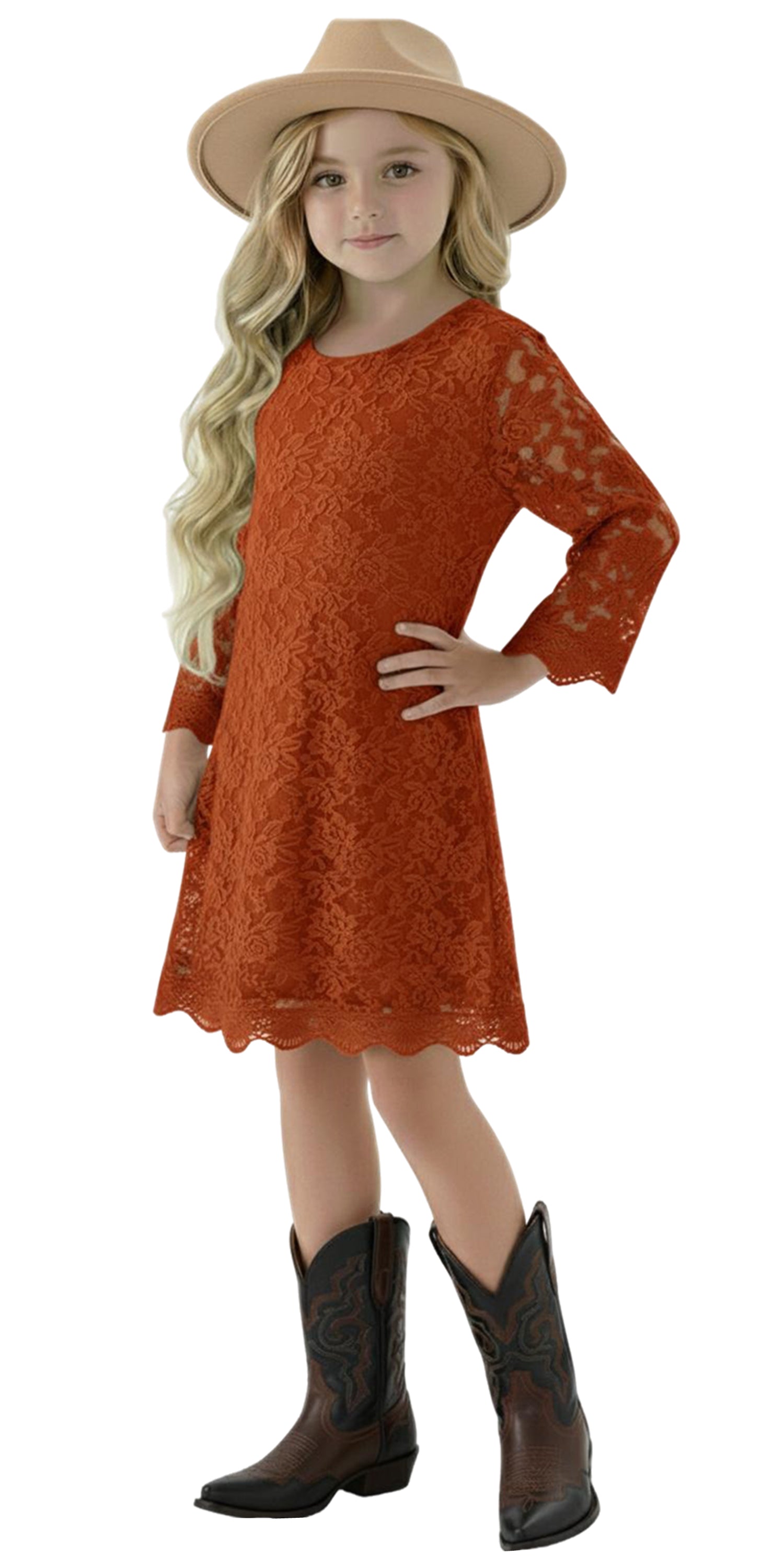 2Bunnies Girls' Boho Rustic Garden Lace Flower Girl Dress