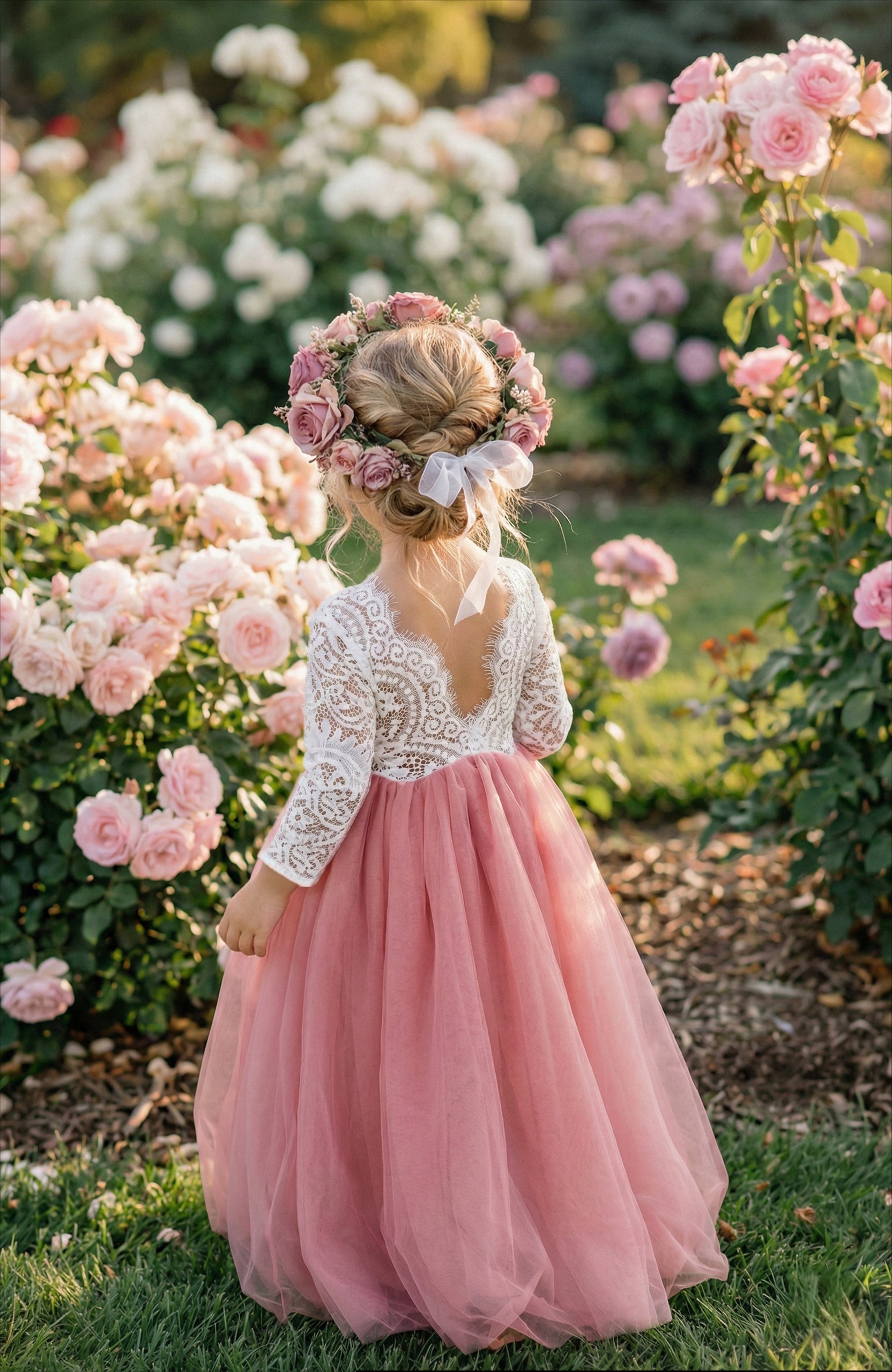 dusty pink flower girl dress Priscilla Girls Dress - Dusty Pink