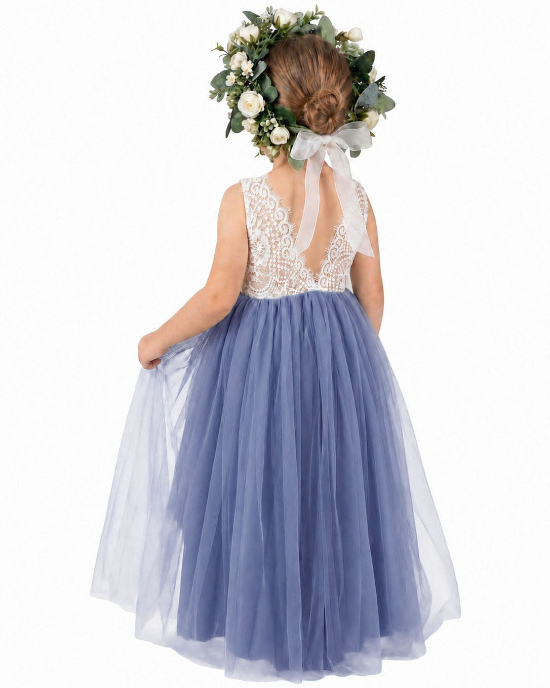 lace flower girl dresses A-Line Floor Length Tulle Lace Flower Girl Dress COCOMELODY CF0272, 7 Days / Champagne / 6