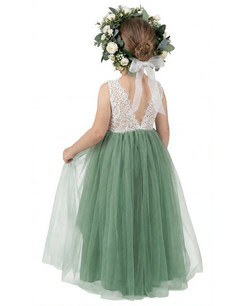 green lace sleeveless dress Lenora Lace Slip Midi Dress