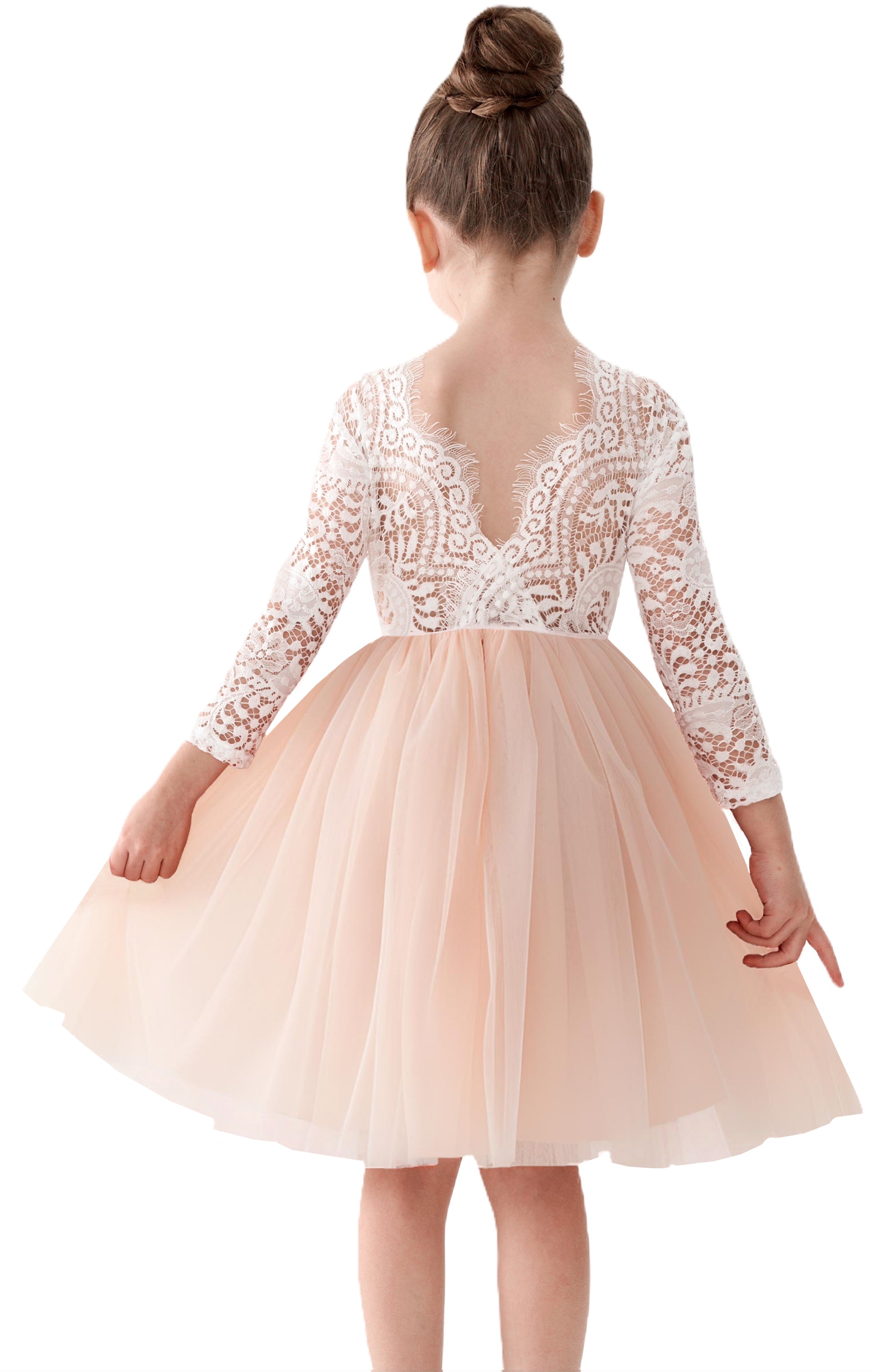 Peony Lace Flower Girl Dress in Pink
