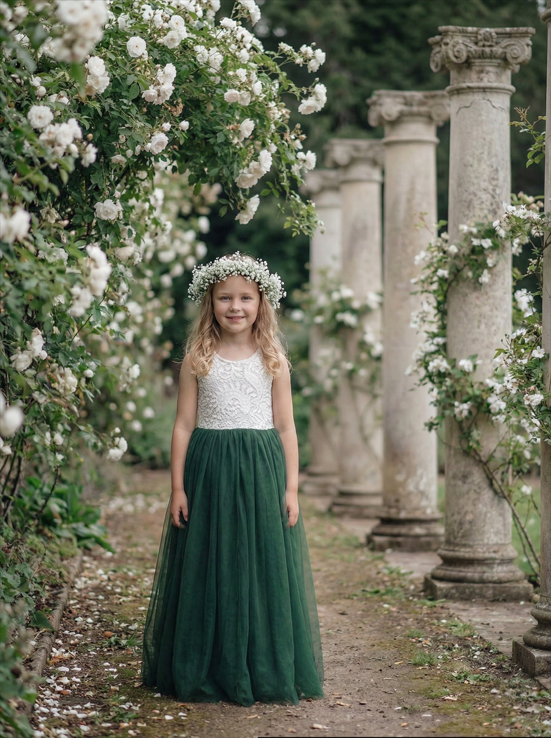 Peony Lace Flower Girl Dress in Sage Sleeveless Maxi 2BUNNIES Peony Lace Flower Girl Dress in Sage Sleeveless Maxi 2BUNNIES