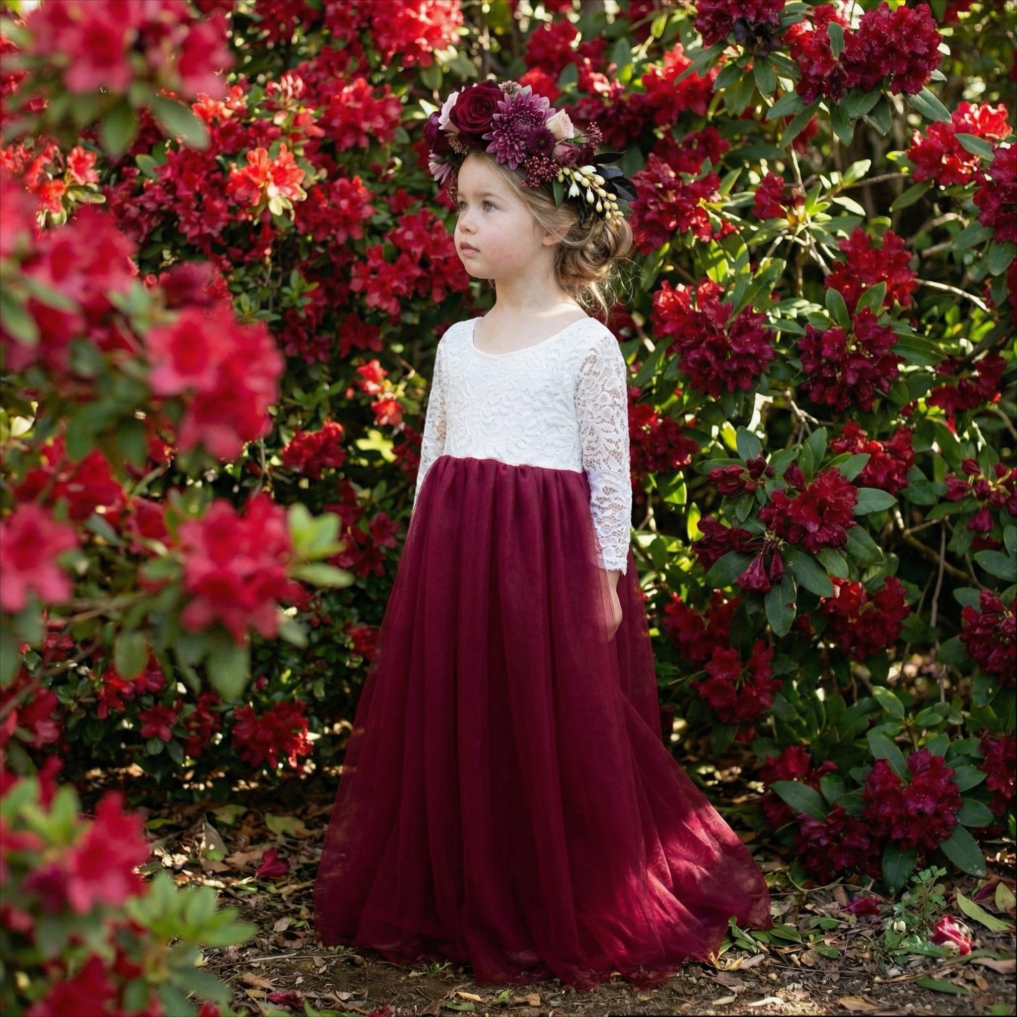 flower girl dresses burgundy Princess Scoop Floor Length Sequined Flower Girl Dress in Burgundy Mia Princess