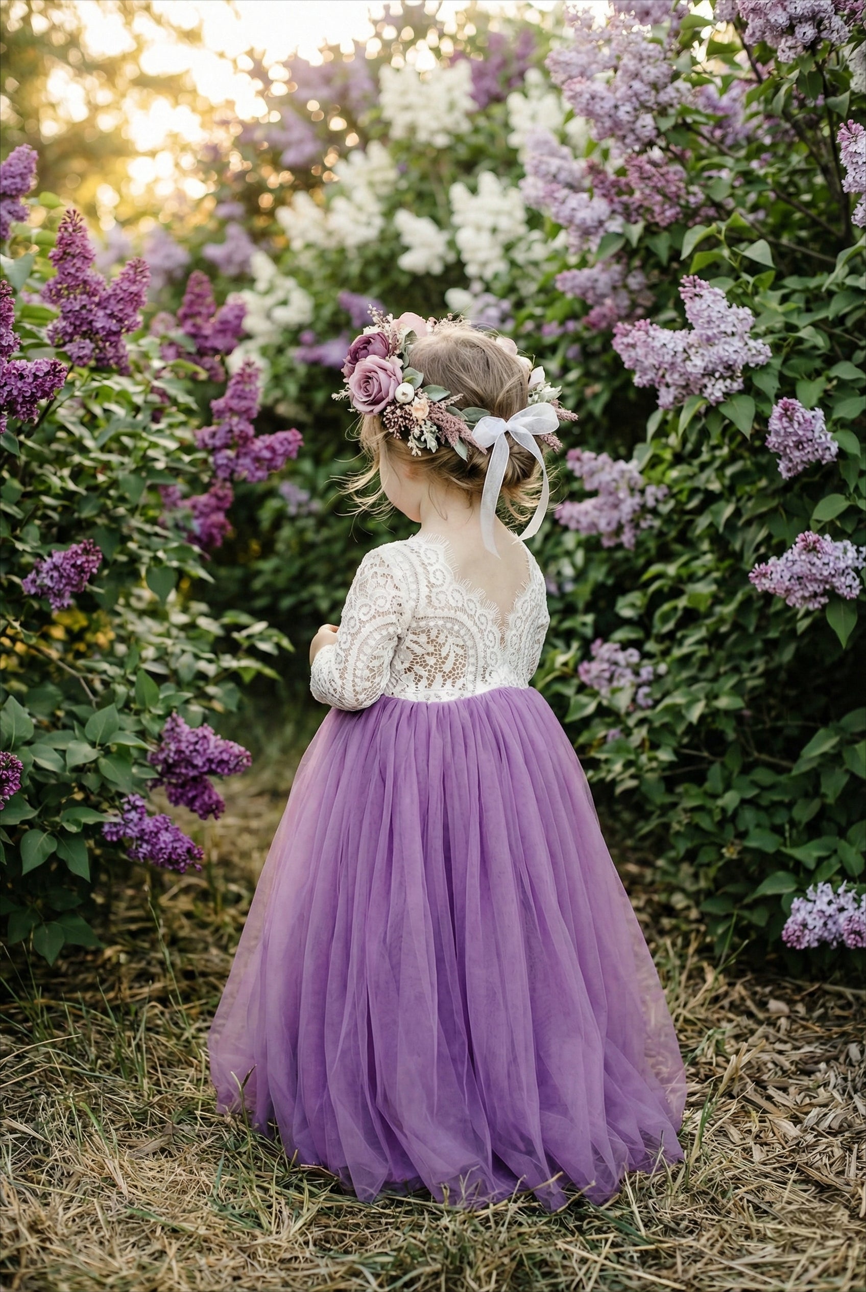 maxi flower girl dresses lace and tulle flower girl dress, Ivory flower girl dress, Lace flower girl dress, Tulle flower dress, flower girl dress with train, White girl dress