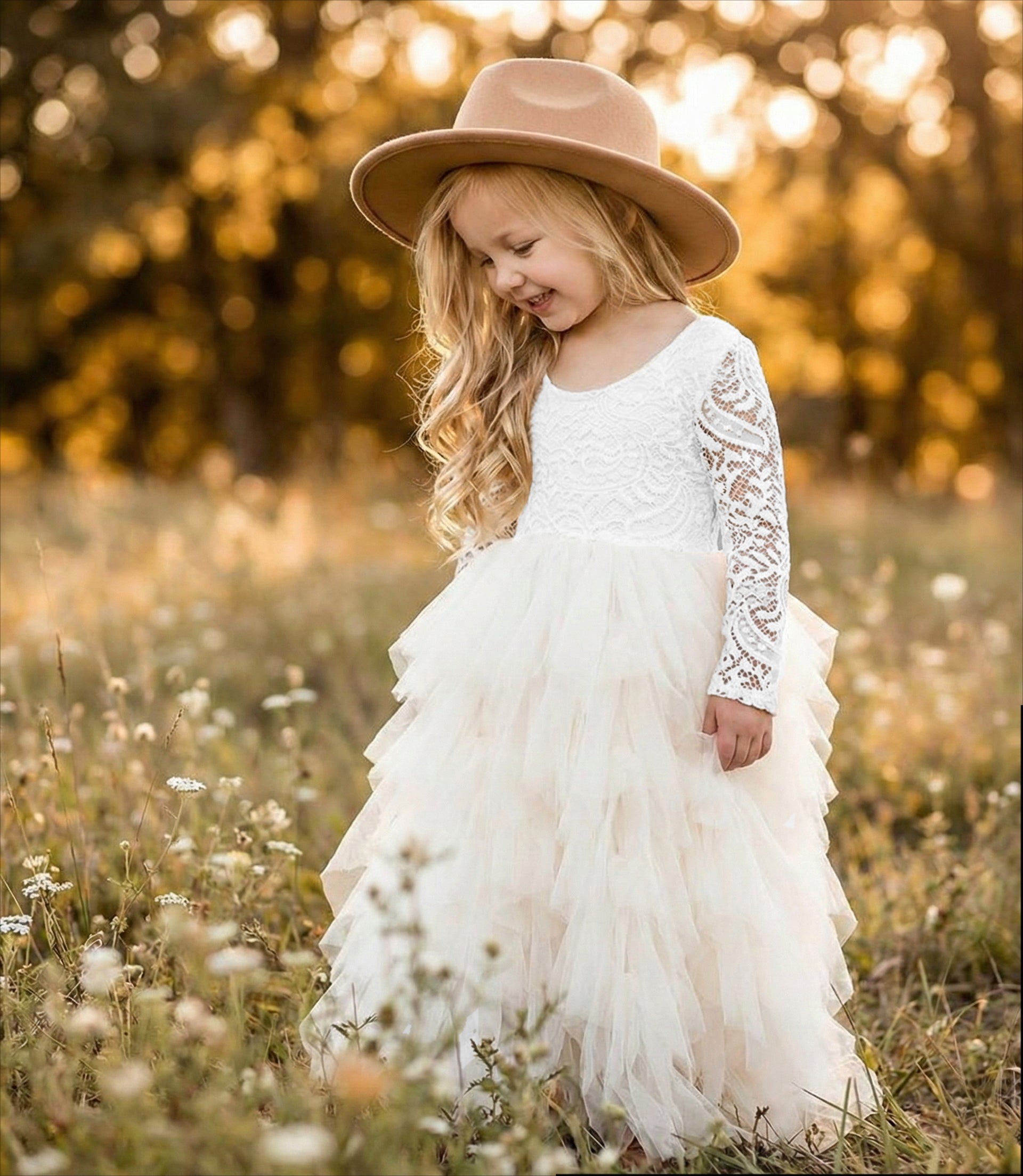 2Bunnies Girls' 12M-10yr Peony Lace Tiered Sleeve Maxi Flower Girl Dress White 6 2Bunnies Girls' 12M-10yr Peony Lace Tiered Sleeve Maxi Flower Girl Dress White 6