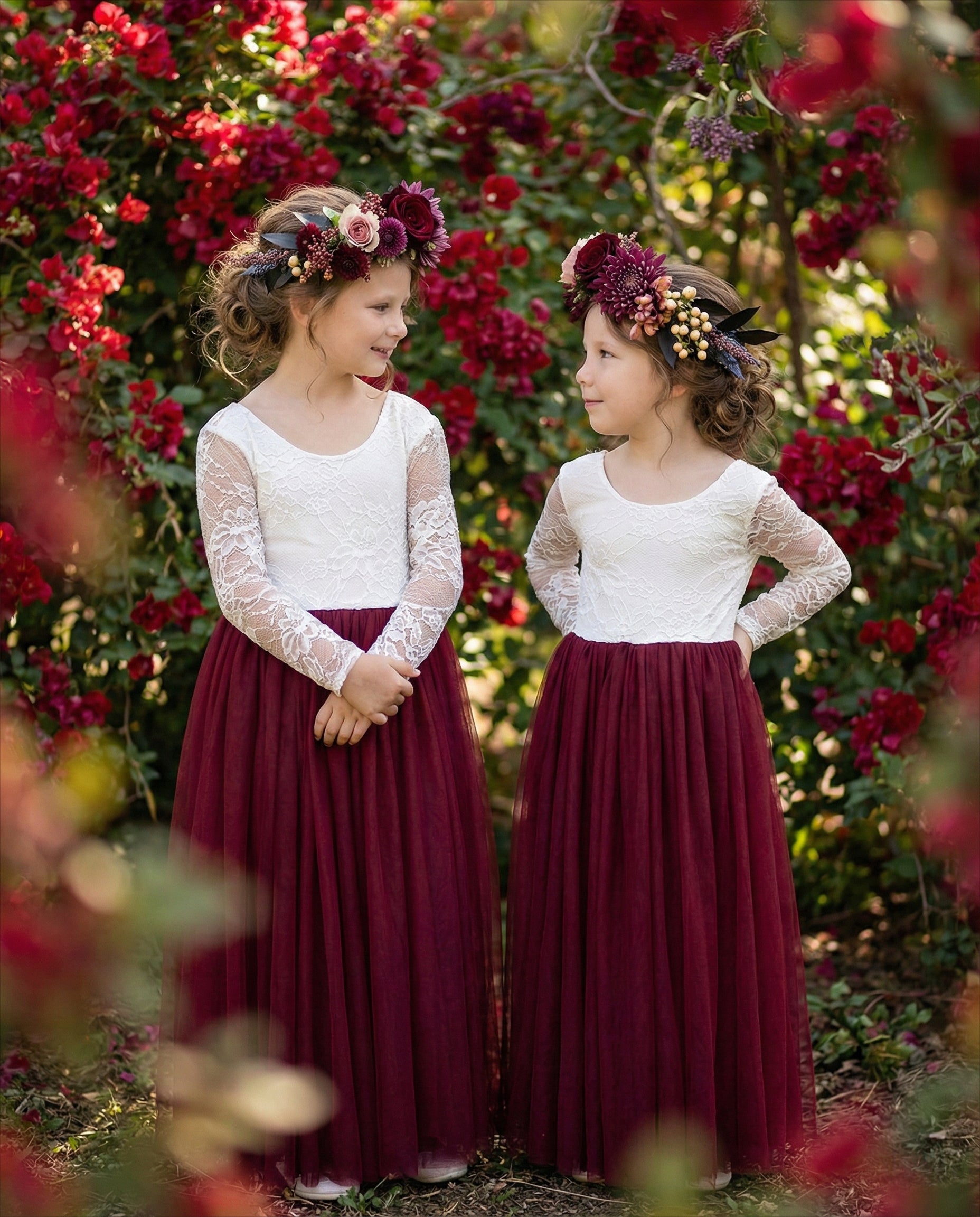 girls burgundy dress Burgundy Velvet and Tulle Flower Girl Dress, Boho Flower Girl Dress, Toddler Flower Girl Dress, Velvet Girls Dress, Christmas Holiday Dress