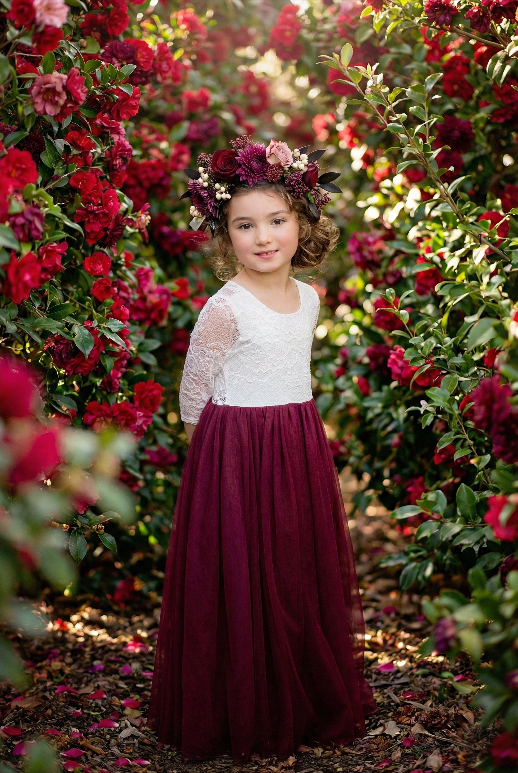 burgundy flower girl dress Little Girls Sleeveless Chiffon Easter Wedding Graduation 4 (J35K34S) photography prop Burgundy Velvet and Tulle Flower
