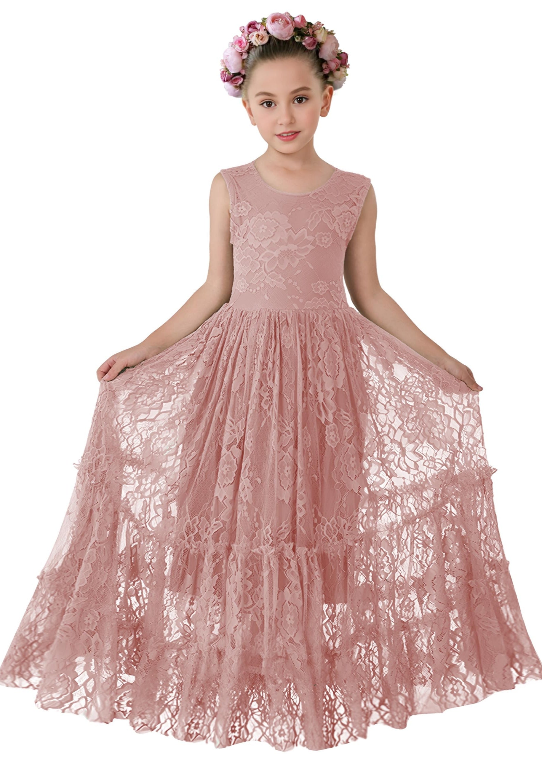 2Bunnies Rose All-Lace Zip Back Flower Girl Dress