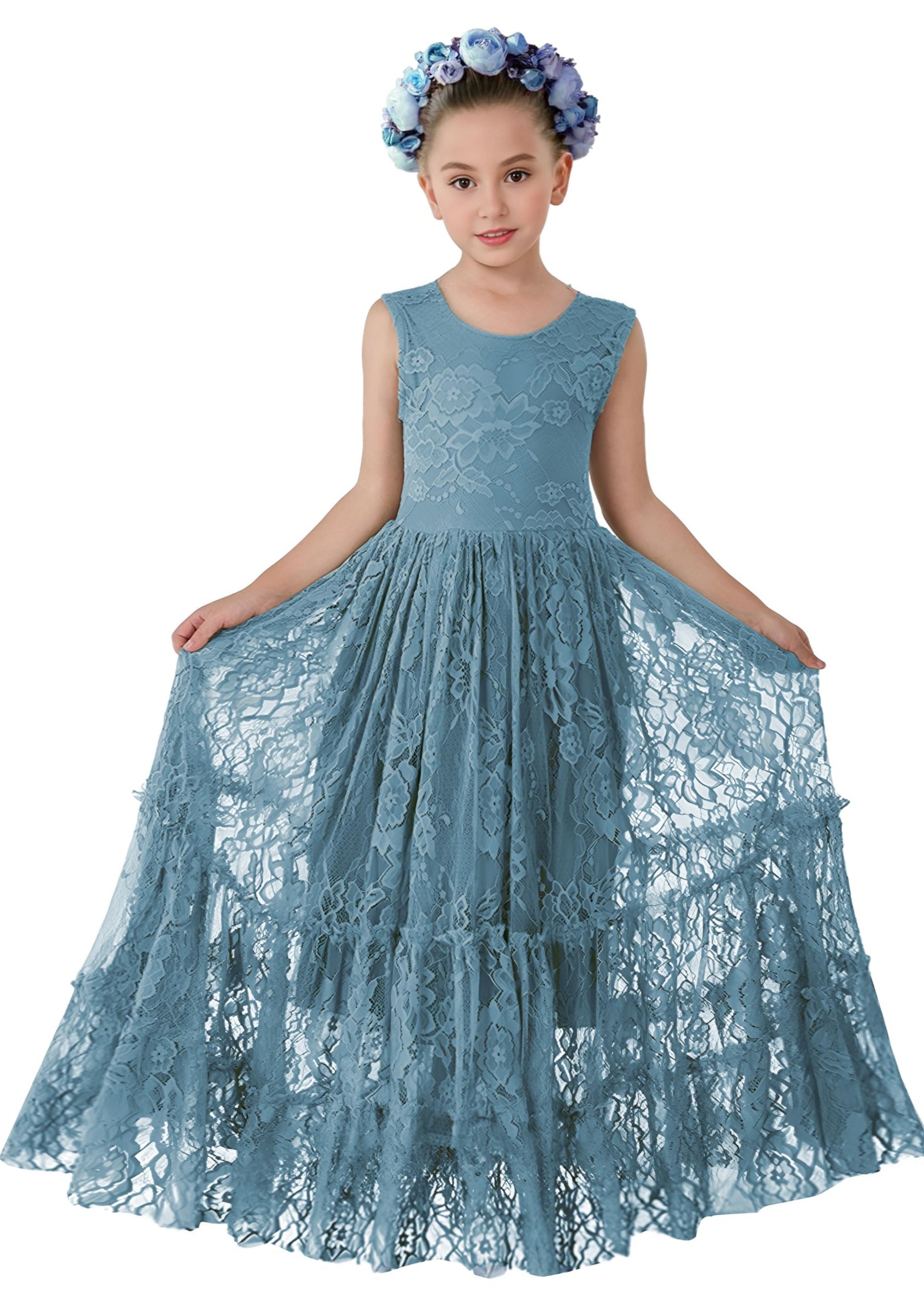 2Bunnies Rose All-Lace Zip Back Flower Girl Dress