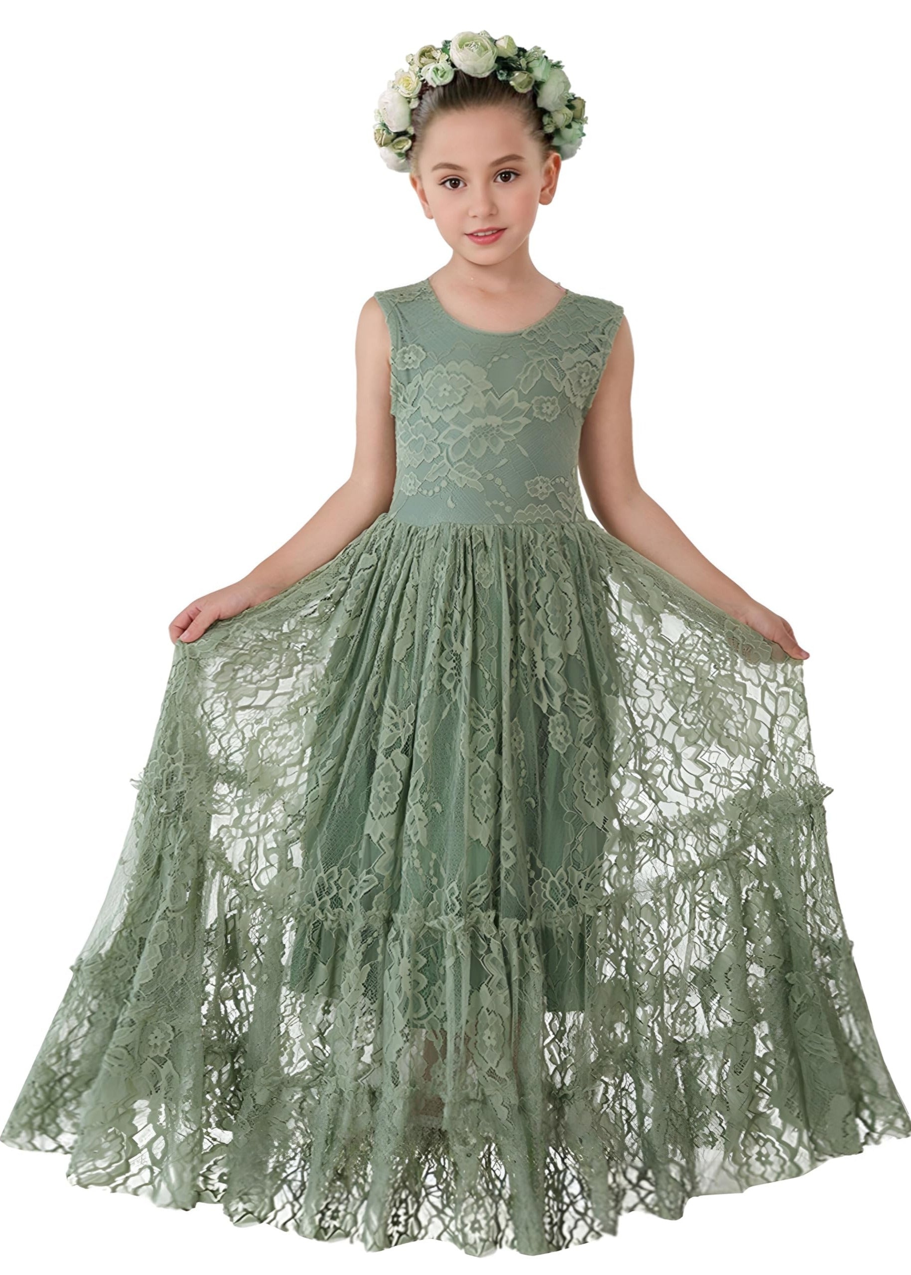 2Bunnies Rose All-Lace Zip Back Flower Girl Dress