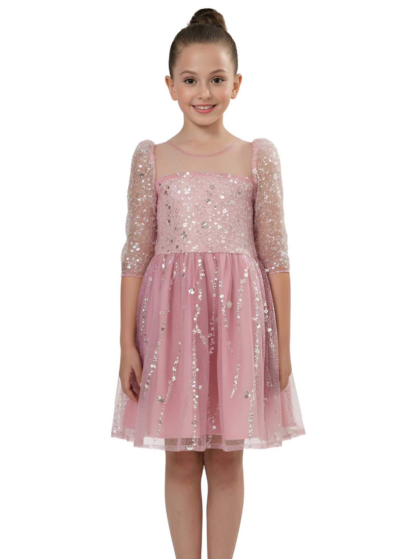 2Bunnies Girls Sparkle Sequin Beaded Tulle Flower Girl Party Dress
