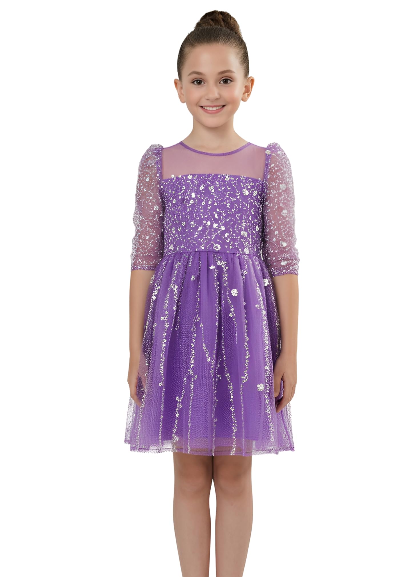 2Bunnies Girls Sparkle Sequin Beaded Tulle Flower Girl Party Dress