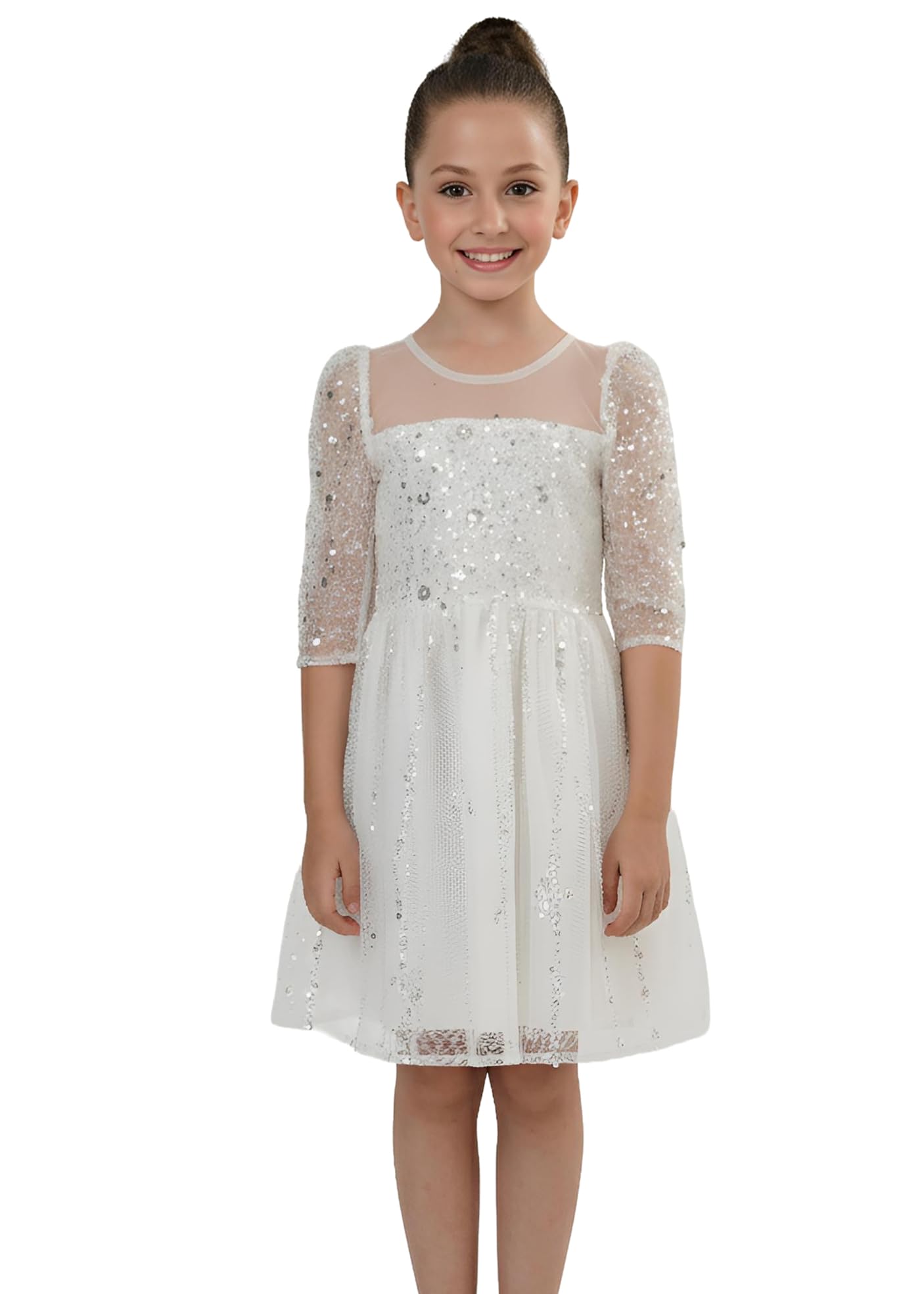 2Bunnies Girls Sparkle Sequin Beaded Tulle Flower Girl Party Dress