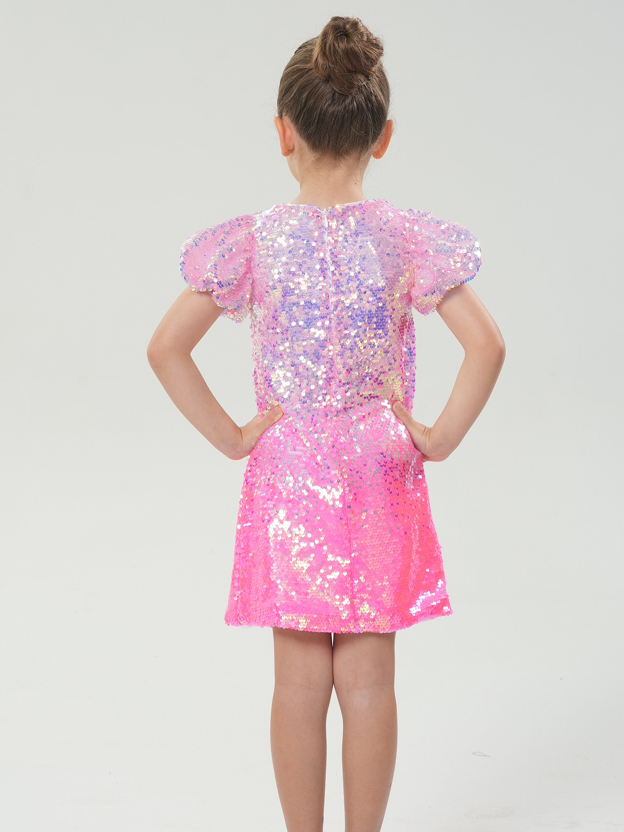 2Bunnies Girls' 5yr-10yr Bubble Gum Sequin Puff Sleeve Dress 6 / Bubble Gum Pink 2Bunnies Girls' 5yr-10yr Bubble Gum Sequin Puff Sleeve Dress 6 / Bubble Gum Pink