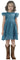 Sunflower Lace Pom Pom Trim Girl Dress in Smoky Blue