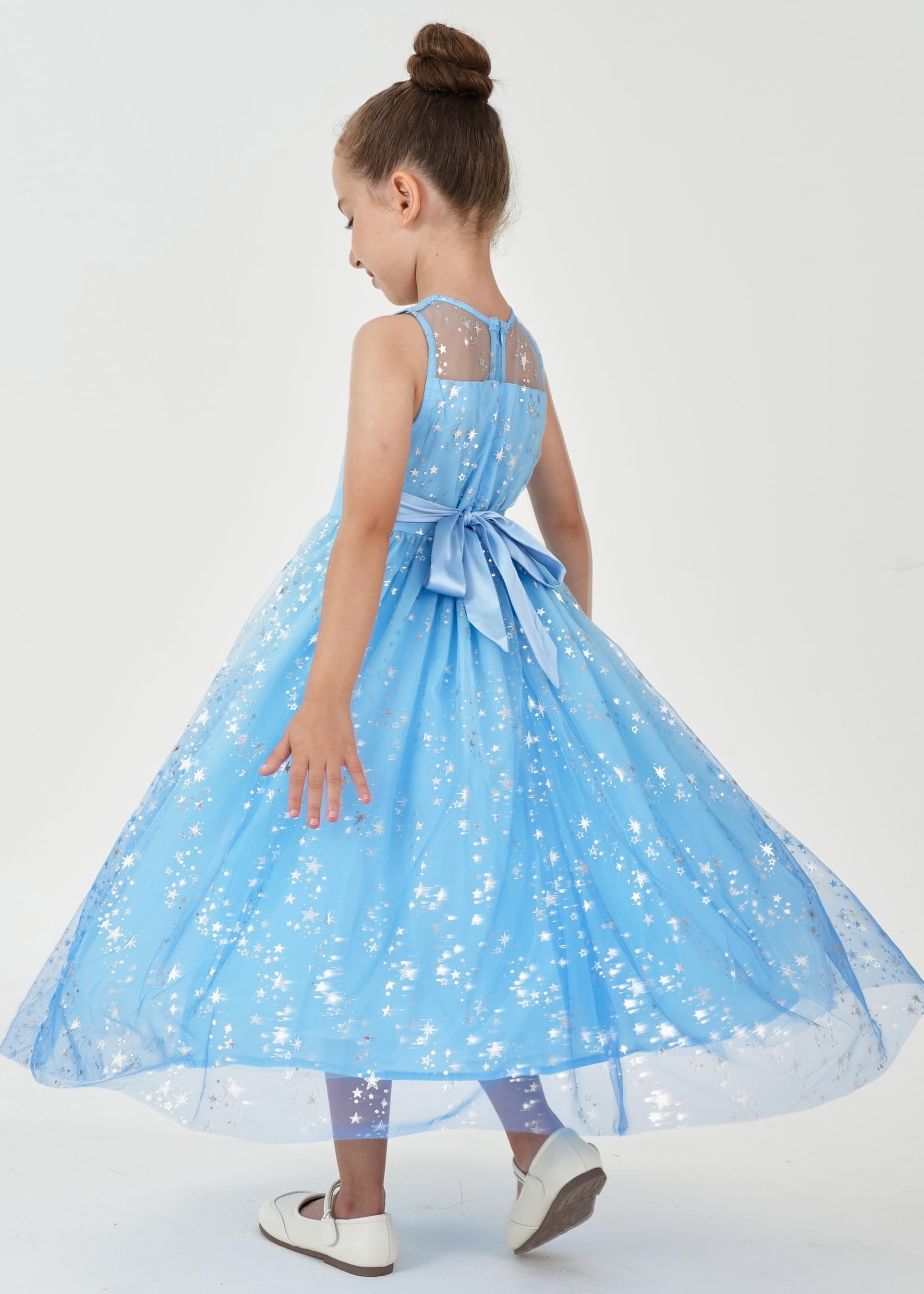 2Bunnies Girls' Sparkle Sequin Star Tulle Maxi Dress in Blue 2BUNNIES 2Bunnies Girls' Sparkle Sequin Star Tulle Maxi Dress in Blue 2BUNNIES