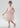 Floral Embroidered Tulle Strap Girl Dress in Pink Strawberry Knee