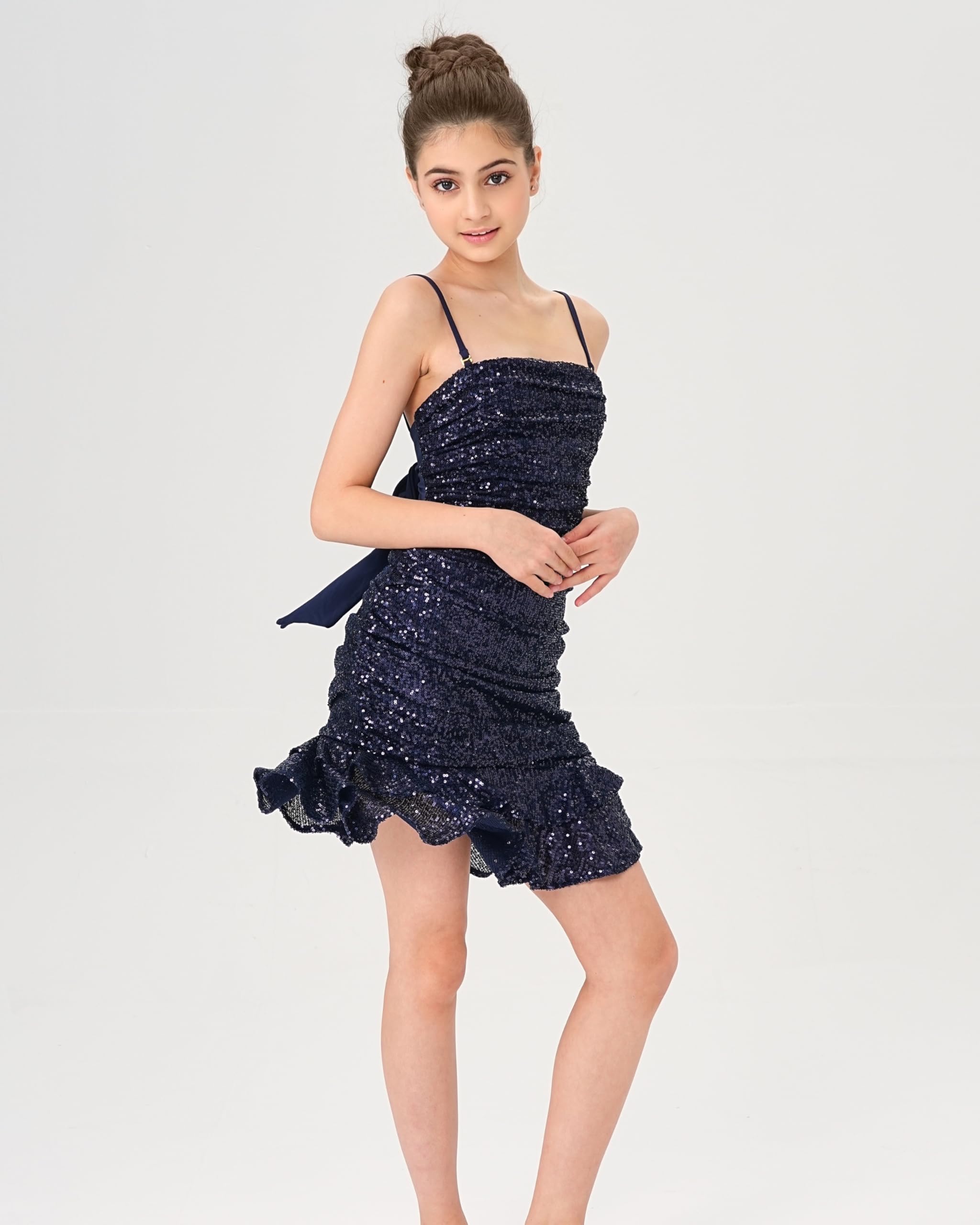 teen sequin dress Teen Girls Short Sleeve Sequin Knit Swing Dress - PINK