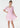 Woman wearing a pink dress on a white background