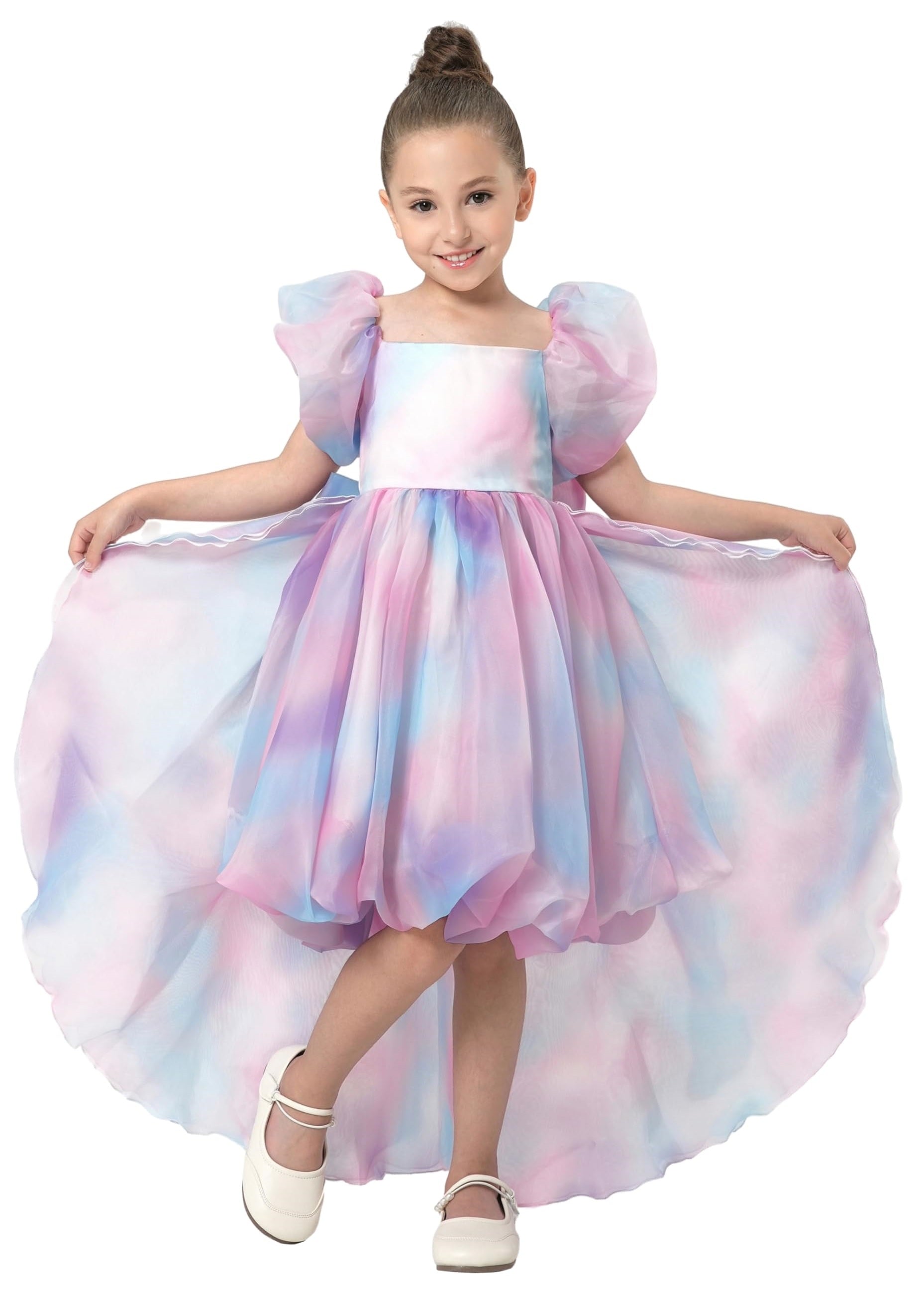 2Bunnies Babydoll Girl High-Low Dress with Train