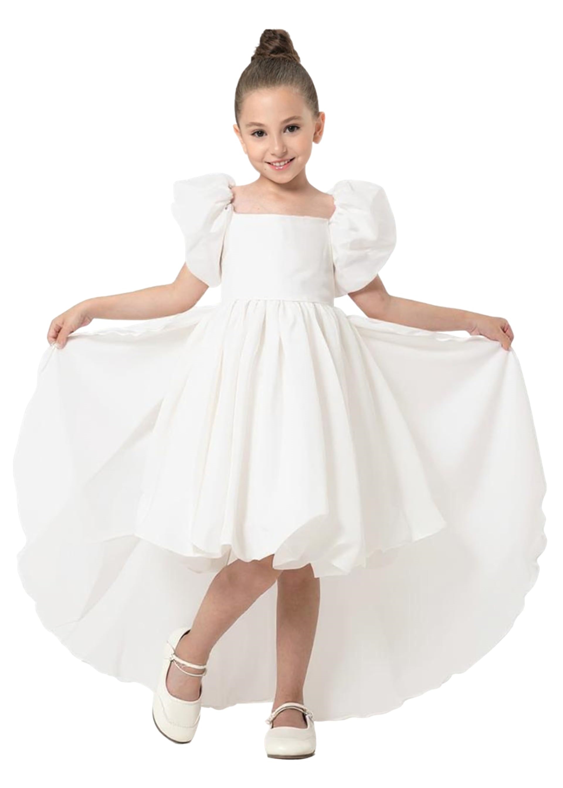 2Bunnies Babydoll Girl High-Low Dress with Train