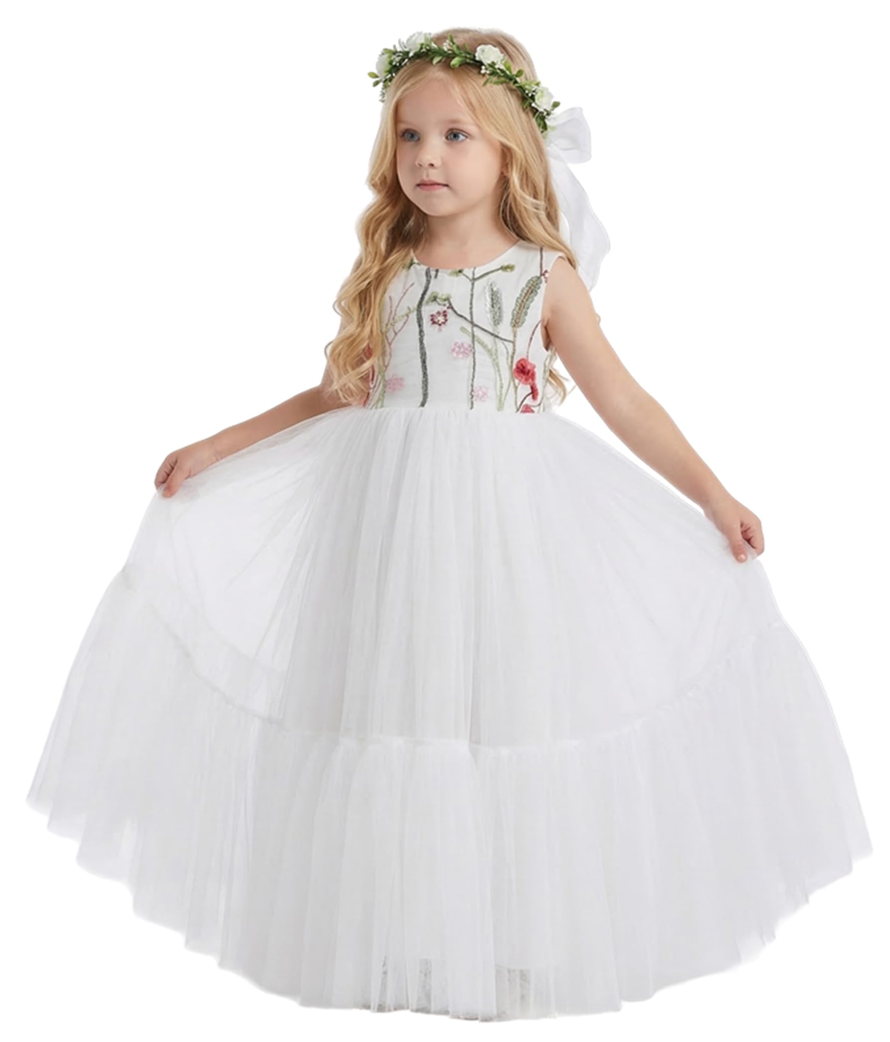 sachin and babi light blue dress Flower Embroidered Tulle Flower Girl Dress by AS368 Kids Dream