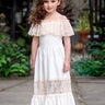 2Bunnies Flower Girl Lace Off Shoulder Ruffle Dress (Ivory-White) - 2BUNNIES