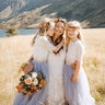 2Bunnies Flower Girl Dress 2 Piece Set Scallop Lace Long Sleeve Straight Tutu Maxi (Bluish Gray) - 2BUNNIES